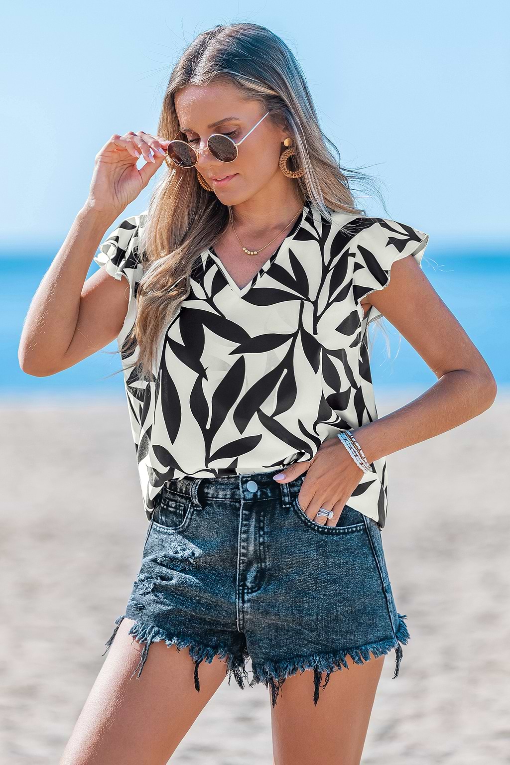 Coastal Poise Floral Cover-Up Top