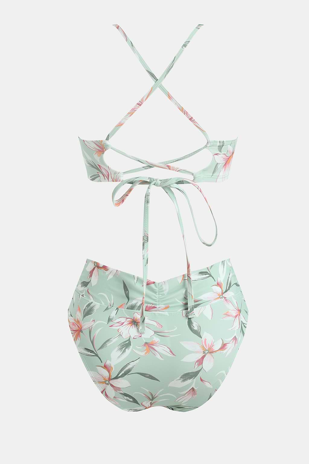 Recycled Floral Underwire High Waisted Bikini Set