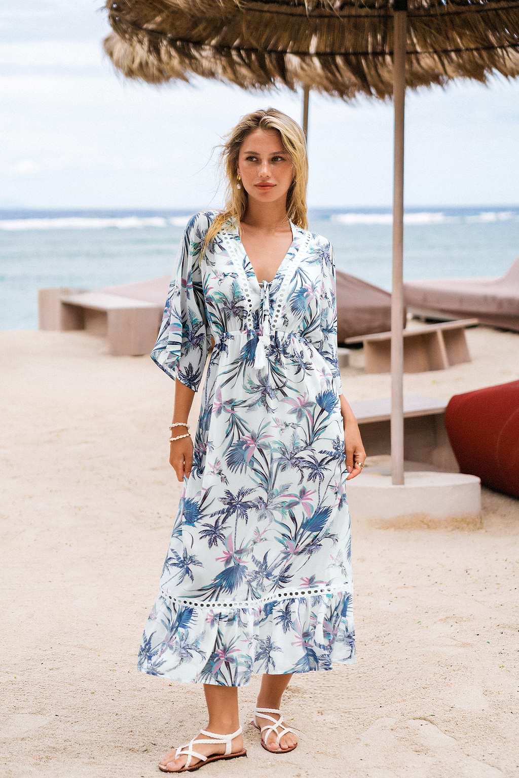 Meadow Breeze Tropical Cover-Up Maxi Dress