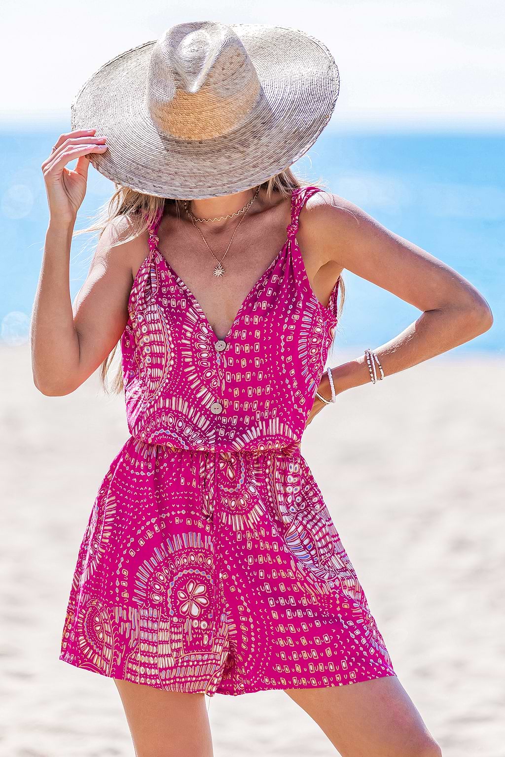 Combishort abstrait sans manches