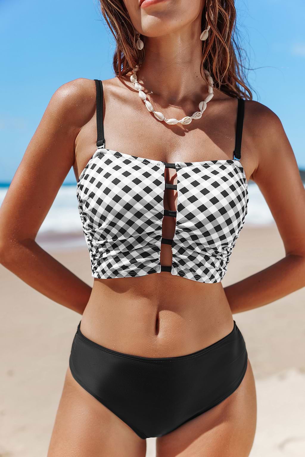 Preppy Check Plaid Tankini Set