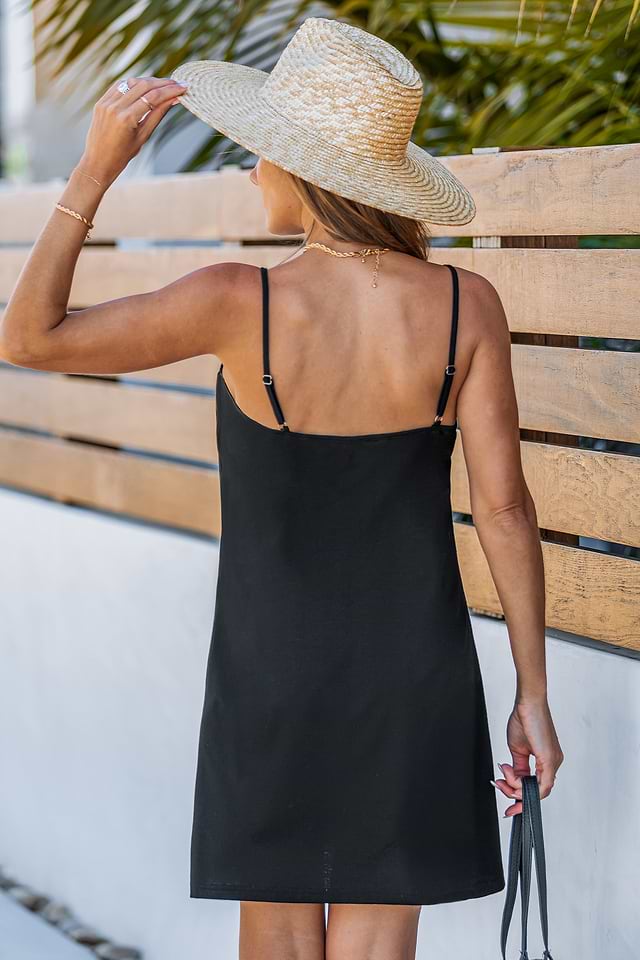 boho black mini dress Short Black Boho Dress