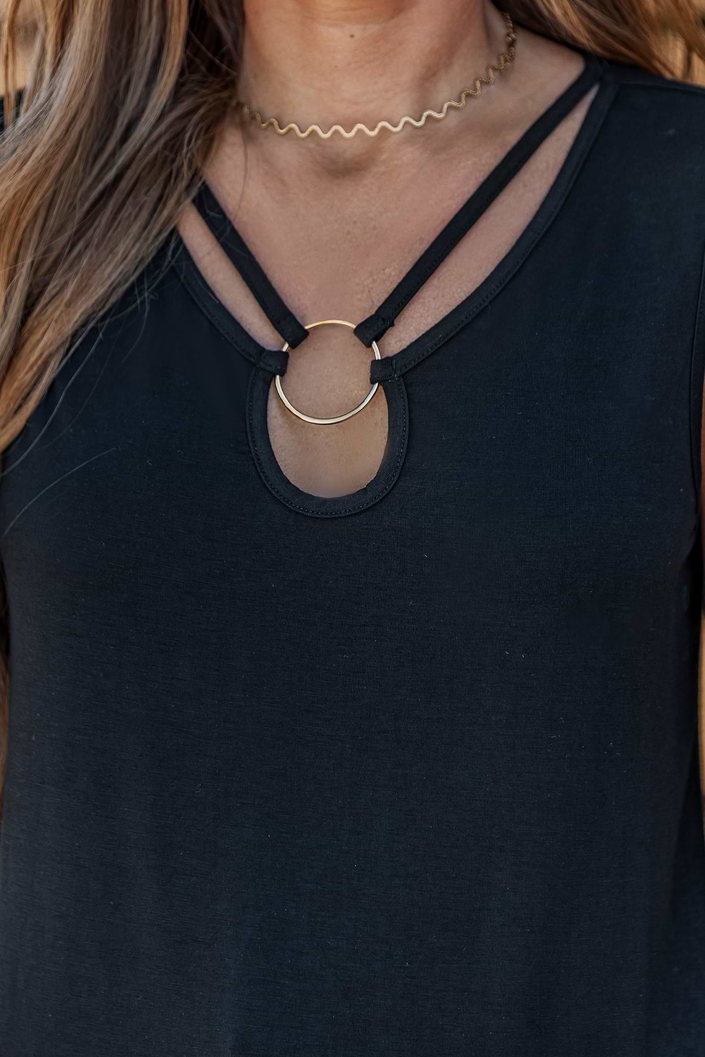 Ärmelloses Strick-Top mit O-Ring