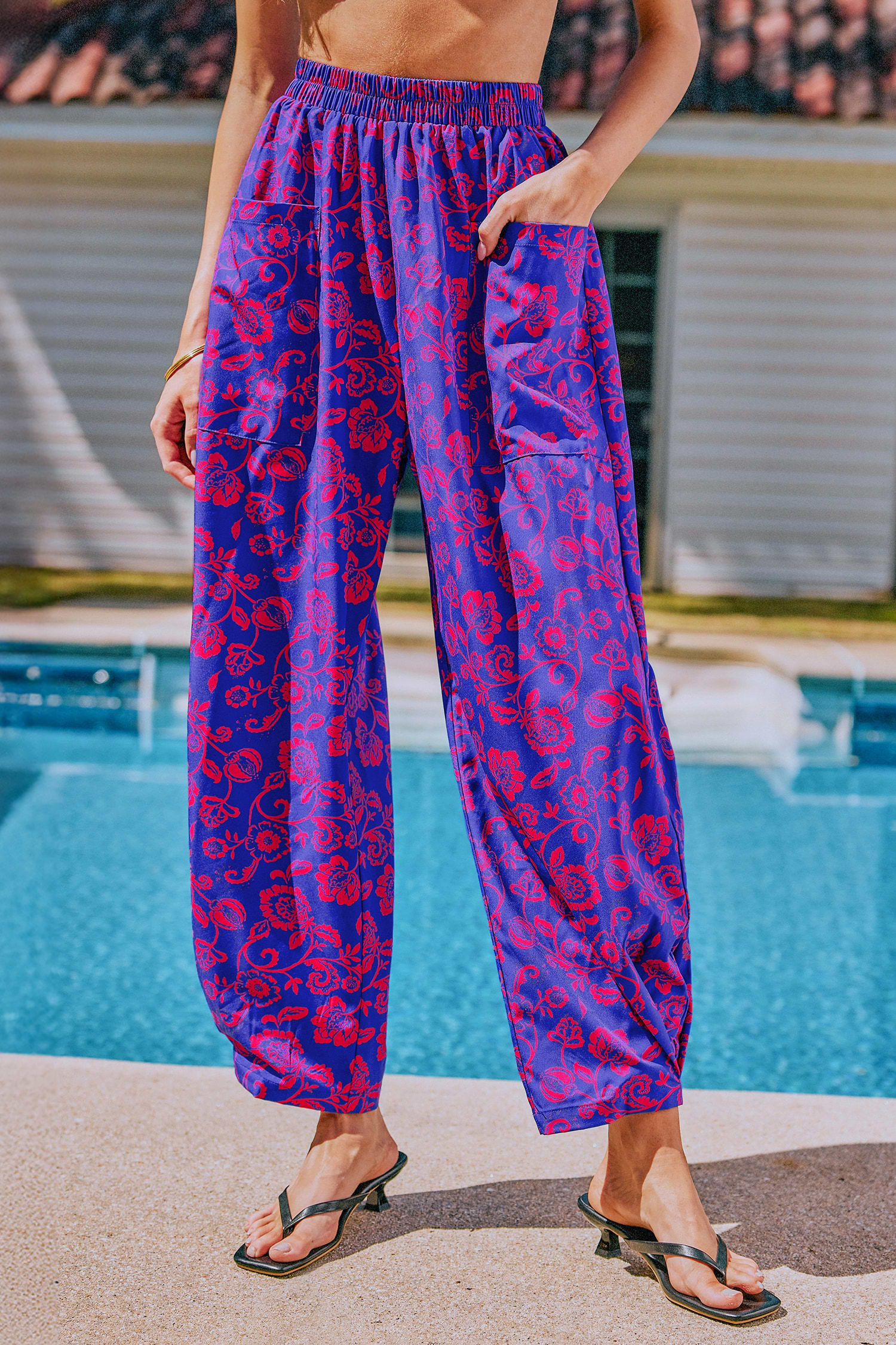 Black Elastic Waist Tapered Leg Pants