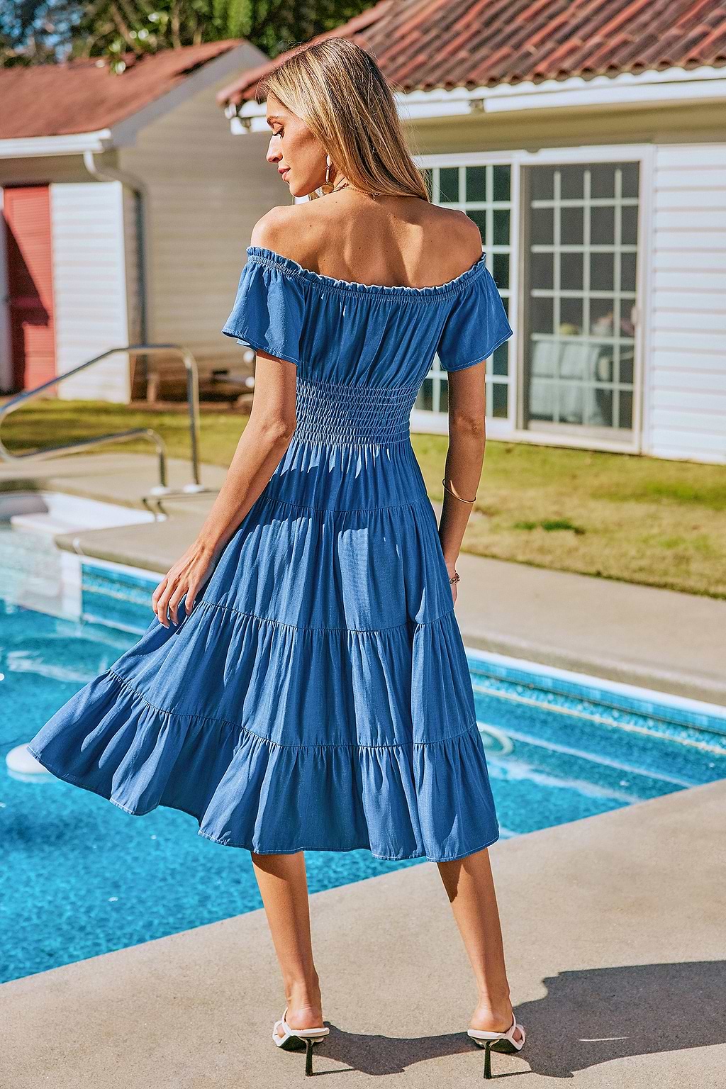 Ocean View Denim Midi Dress