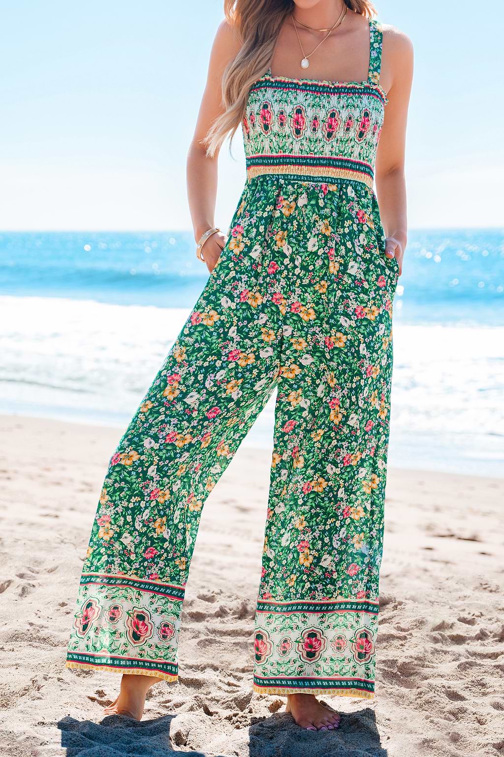 Combinaison florale col droit