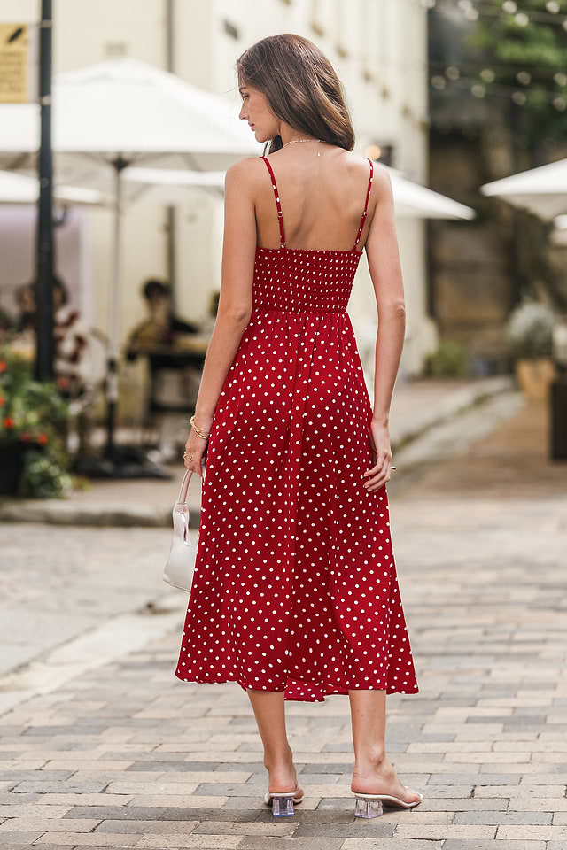 Retro zomer maxi-jurk met stippen