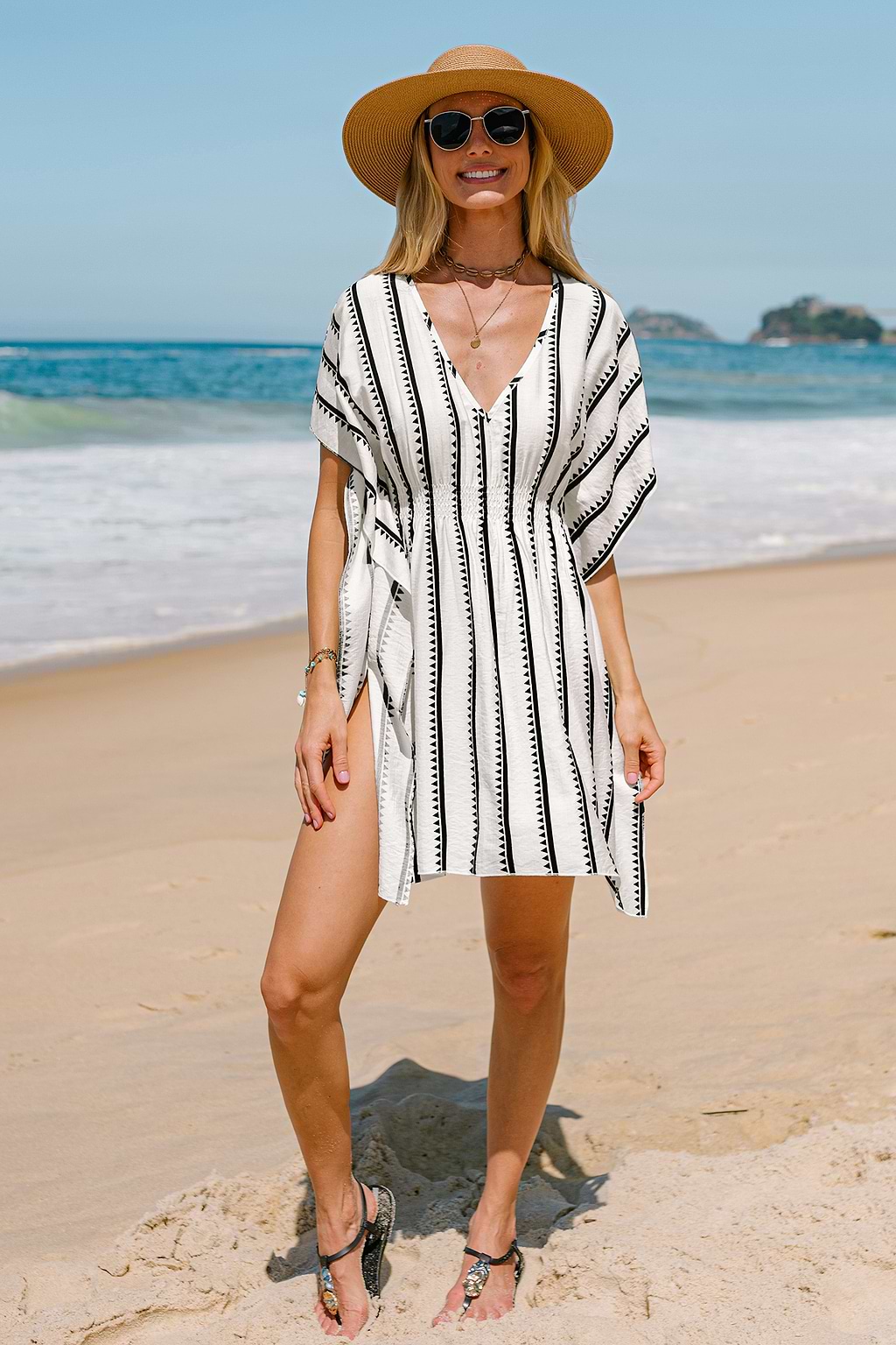 Tidepool Ripple Striped Cover-Up Mini Dress