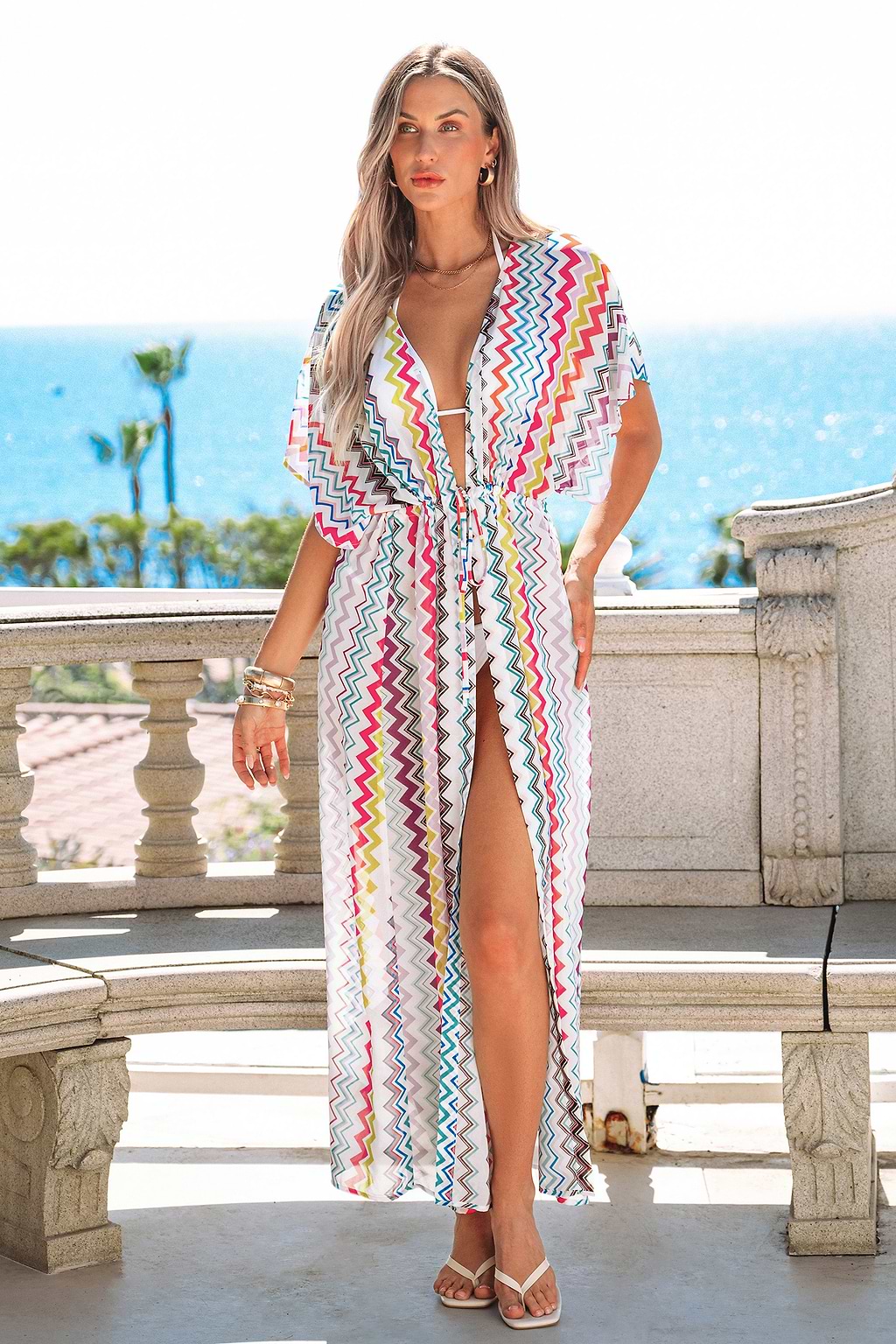 Rainbow Rhapsody Chevron Cover-Up Kimono