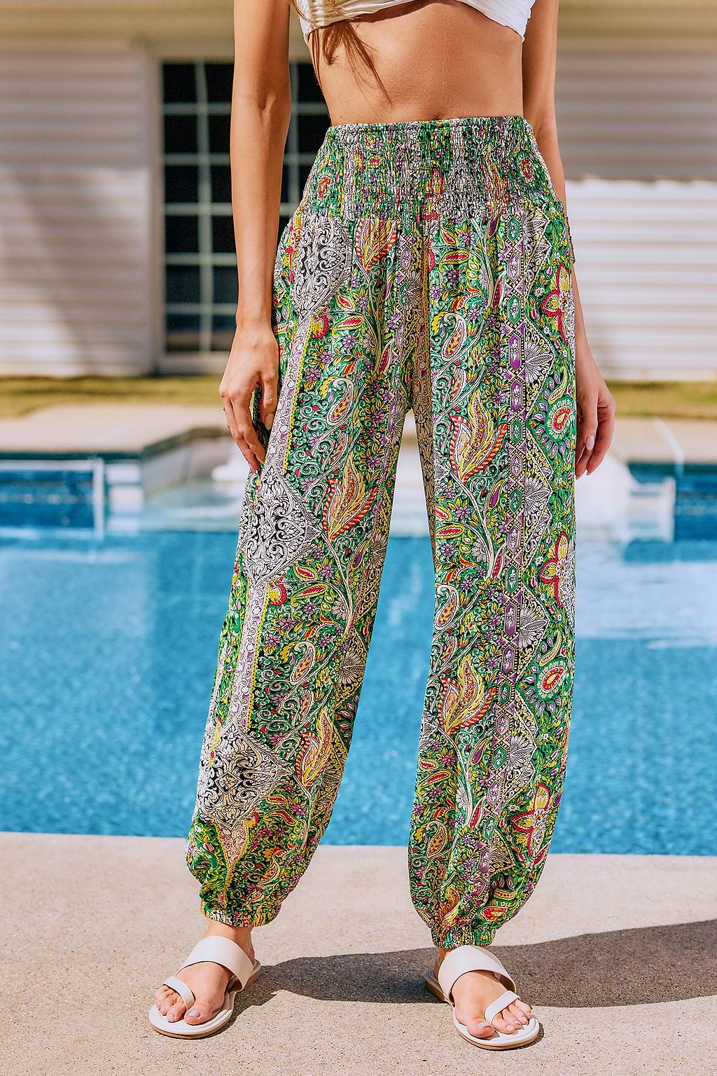 Paisley Strandshorts mit gesmoktem Bund