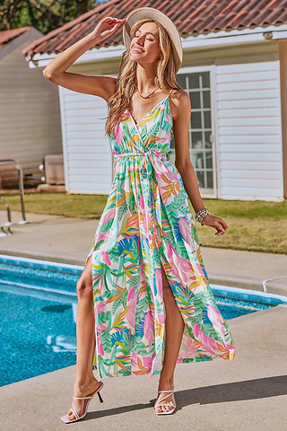 Robe Portefeuille U00e0 Manches Larges En Mousseline De Soie Plus