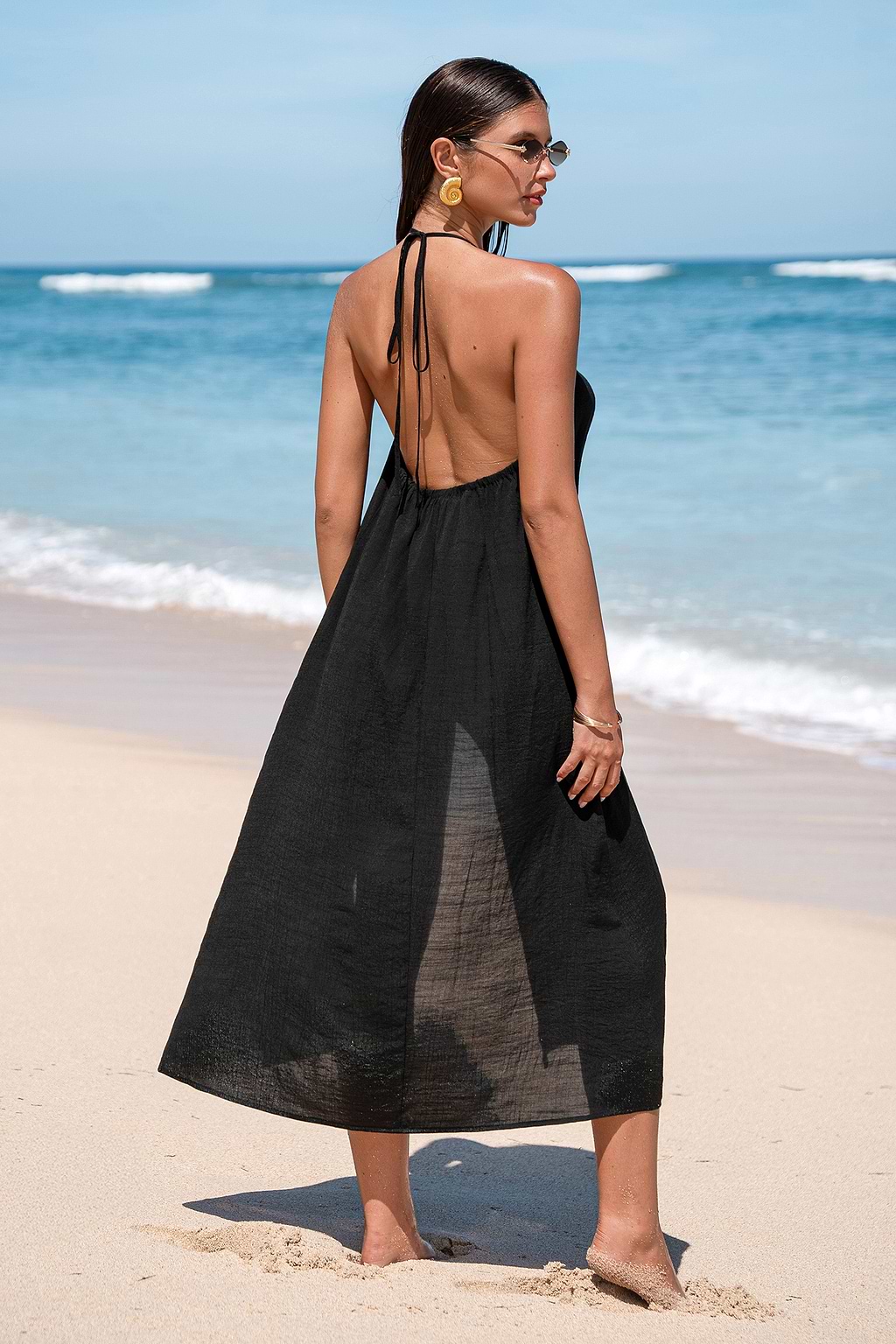 After Dark Black Cover-Up Maxi Dress
