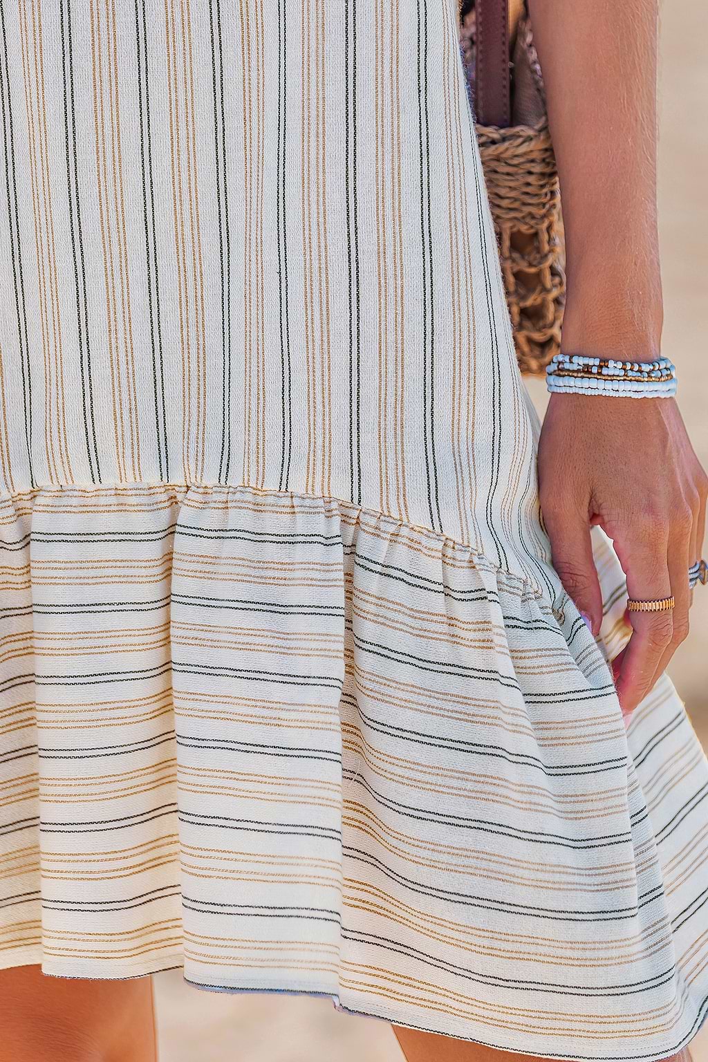 Coral Beach Striped Cover-Up Mini Dress