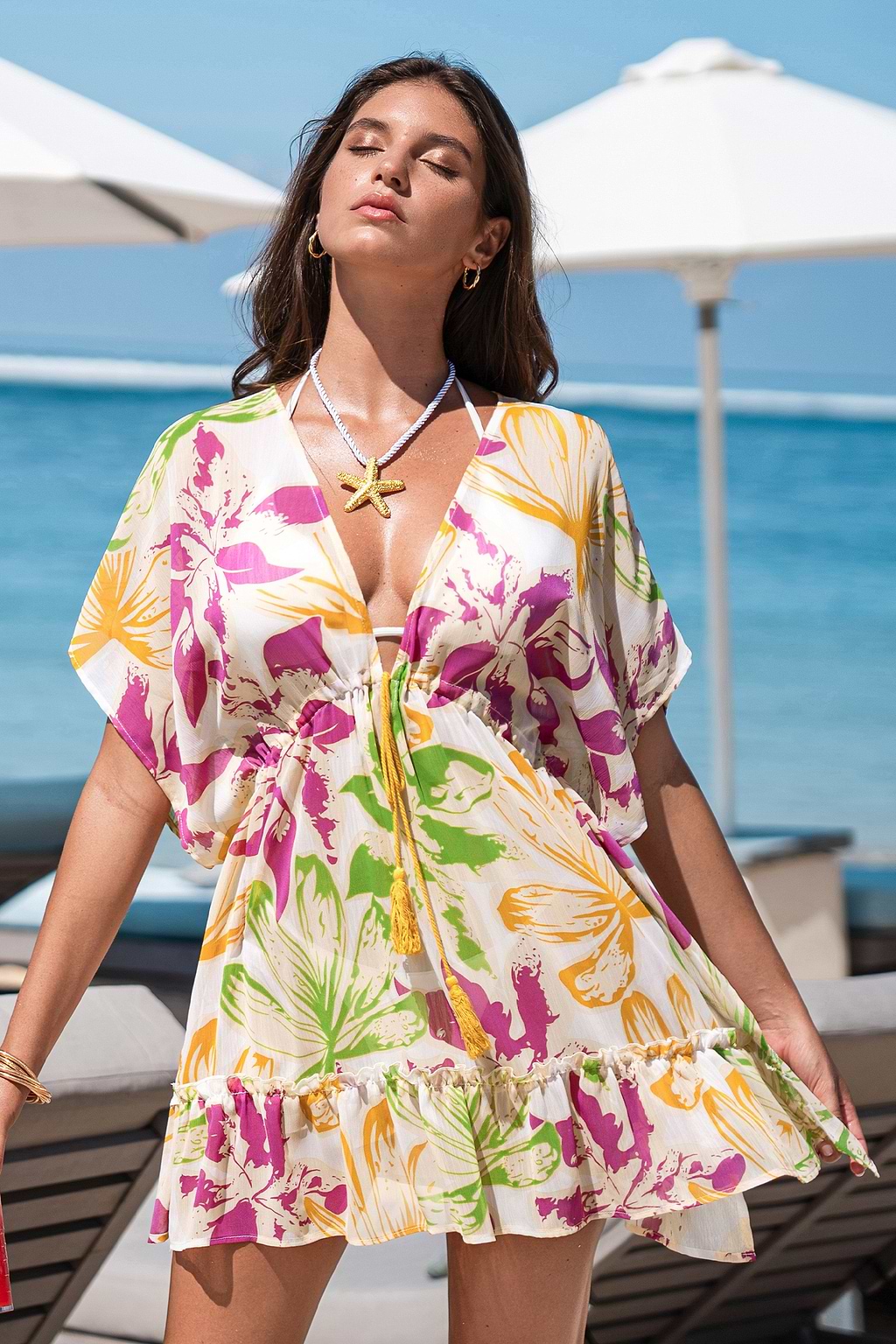 April Bloom Floral Cover-Up Mini Dress