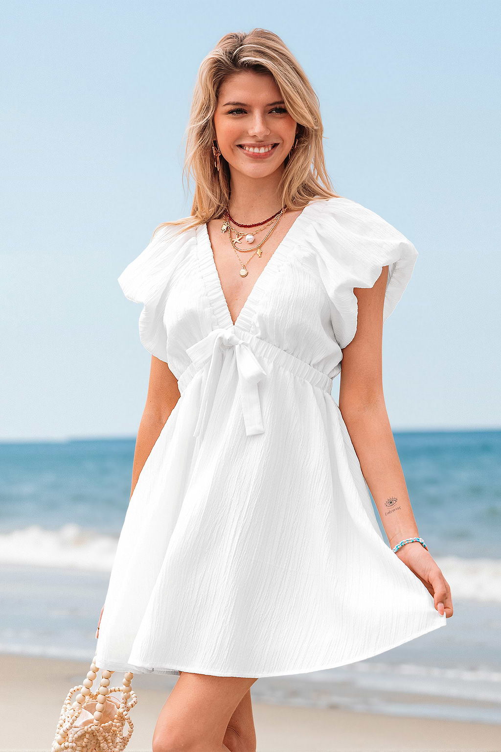 Summer Whispers White Mini Dress