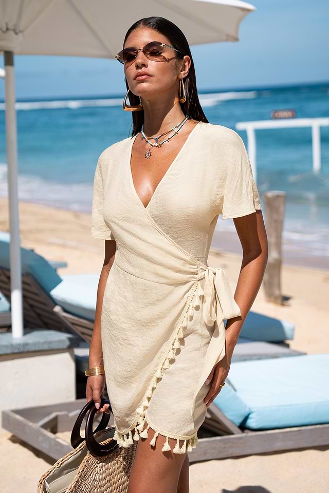 Shell Belle Beige Cover-Up Mini Dress