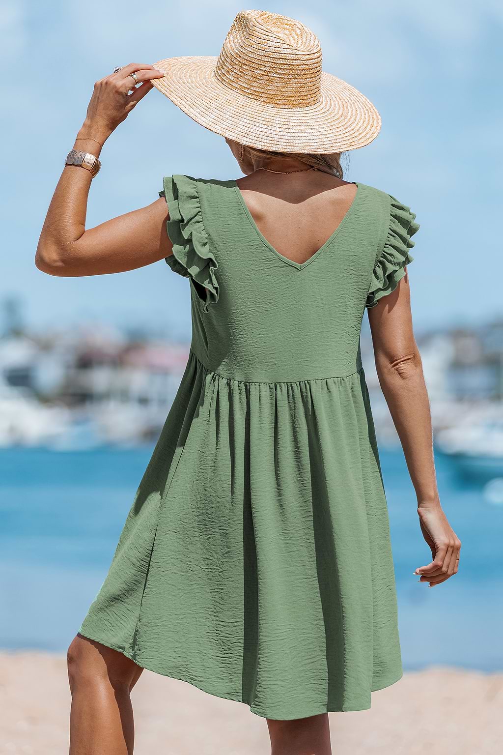 Olive Dusk Green Mini Dress