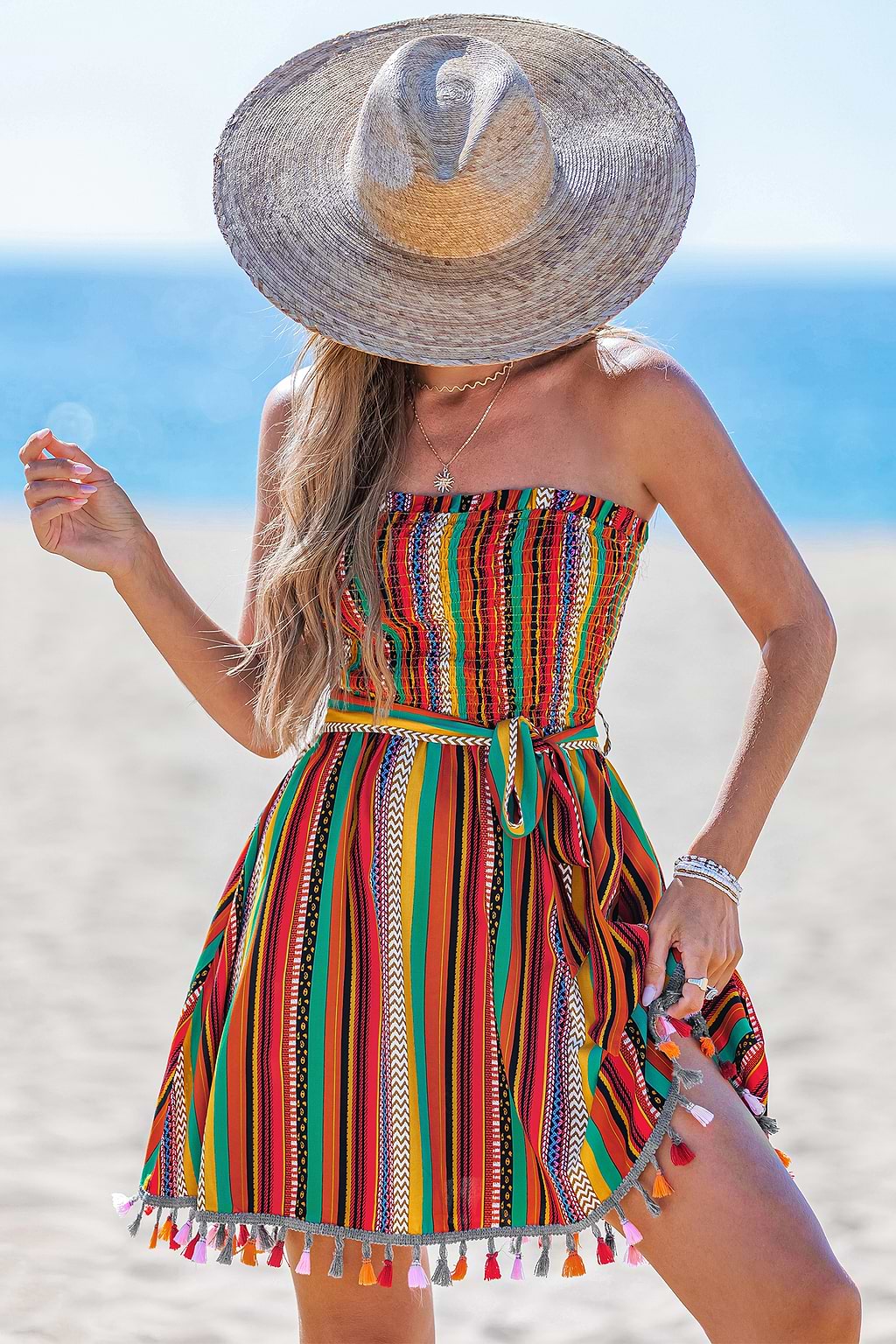 Kaleidoscope Sky Striped Mini Dress