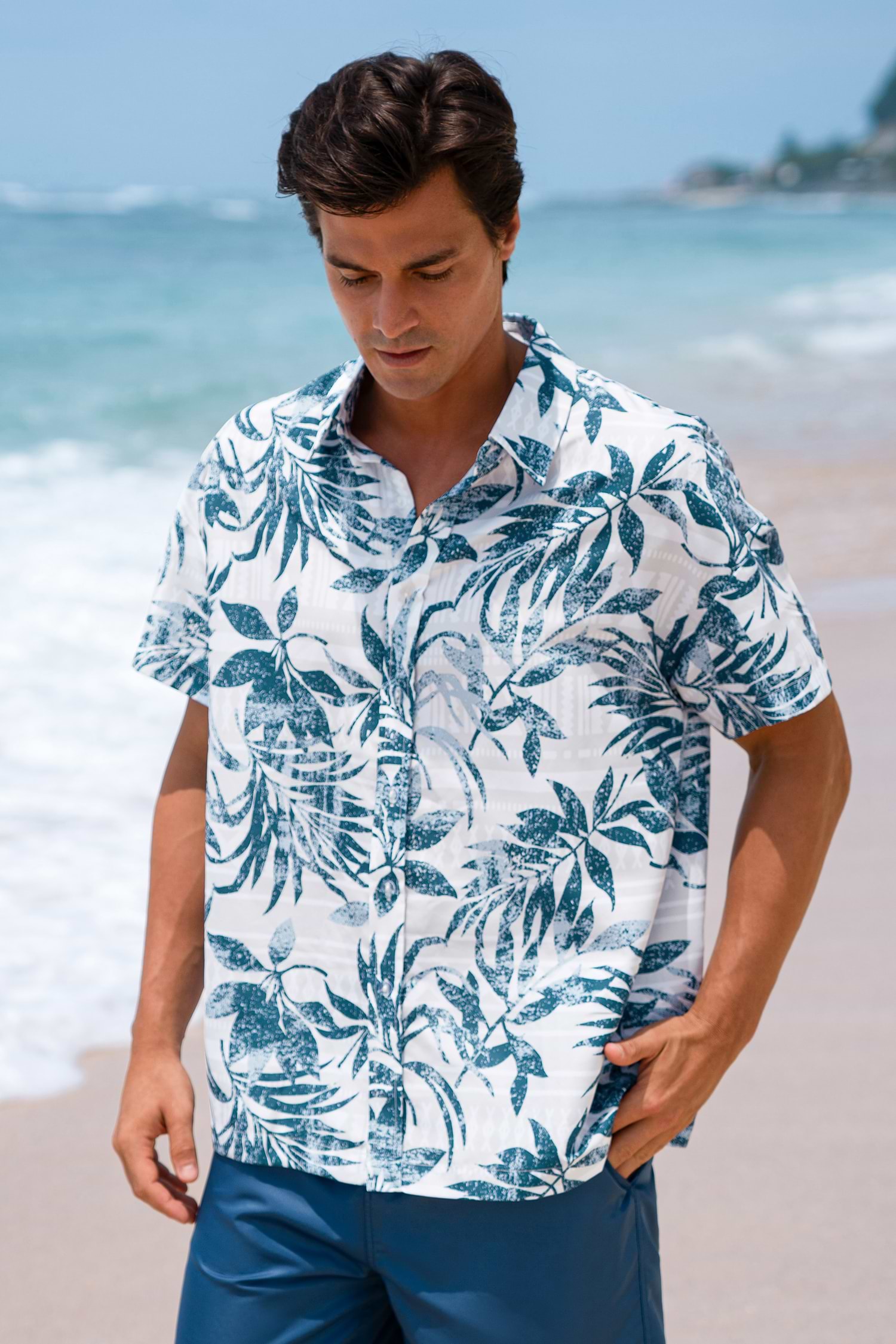 Men's Floral Print Button-Front Shirt Men's Floral Print Button-Front Shirt