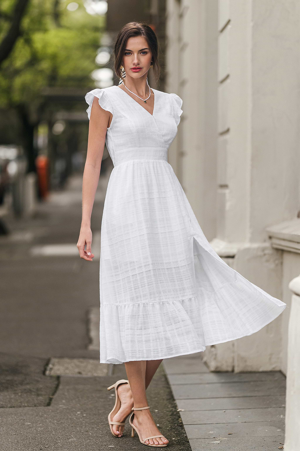 Golden Era White Midi Dress