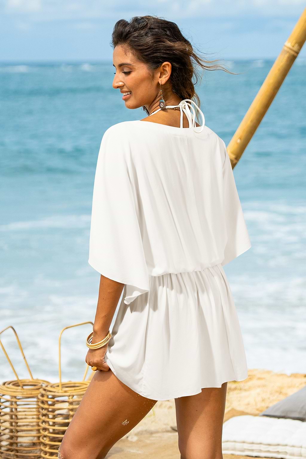 Breezy Boho White Cover-Up Mini Dress