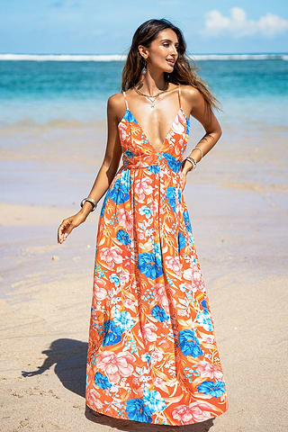 Paradise Splash Floral Maxi-jurk-Cupshe EU