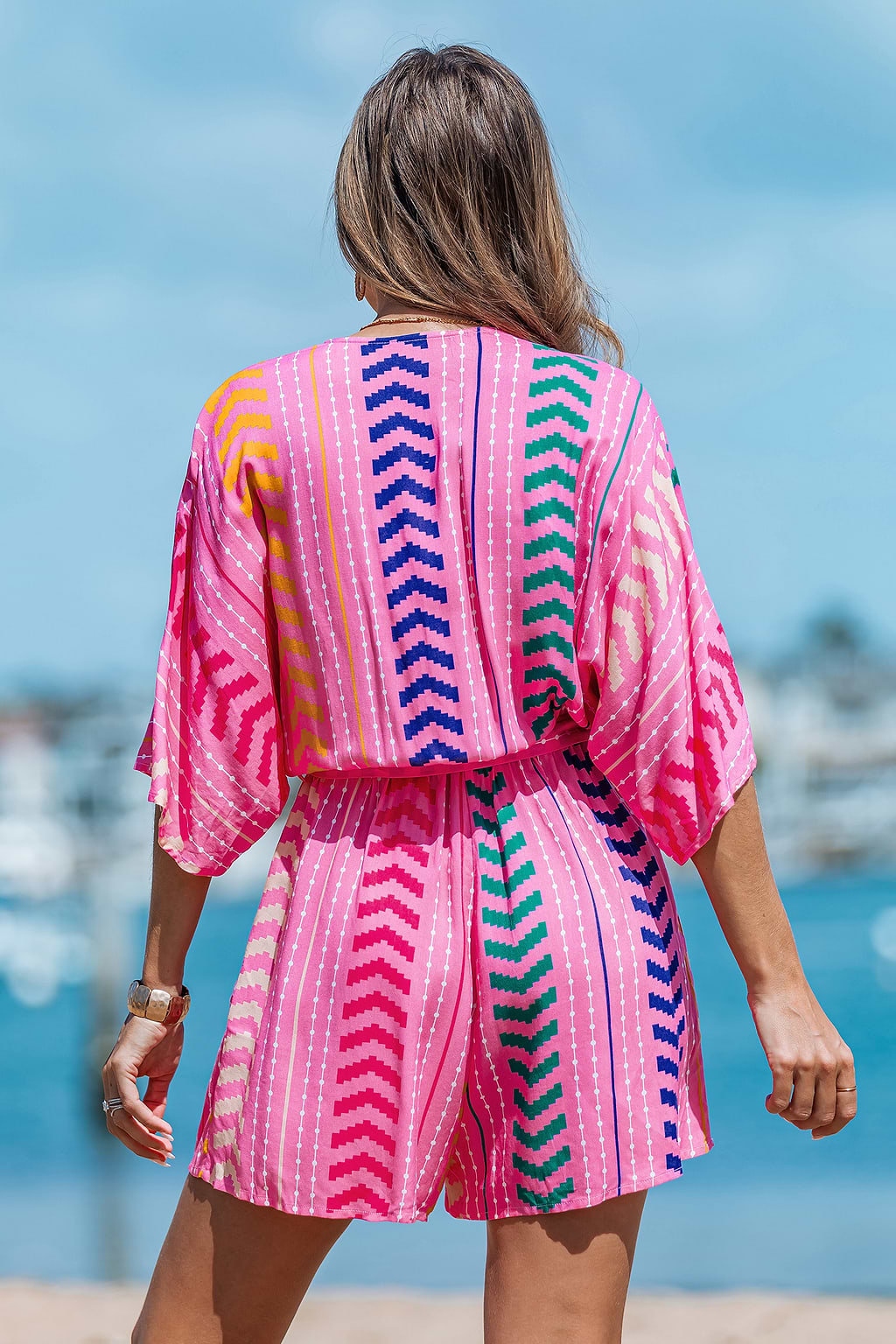 Pinker Halbarm Wickel-Strampler