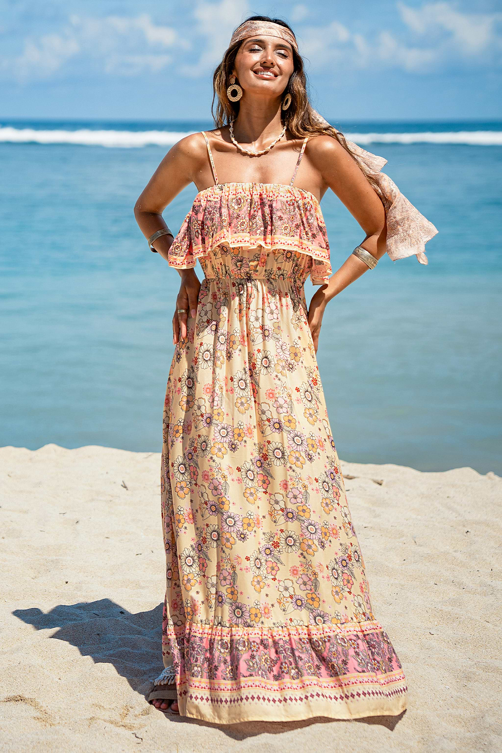 Falling Petals Floral Maxi Dress