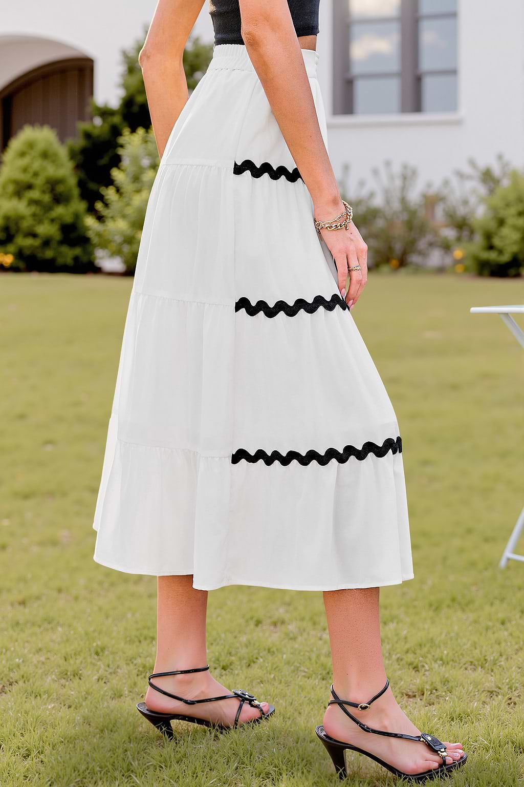 Side Note White Midi Skirt