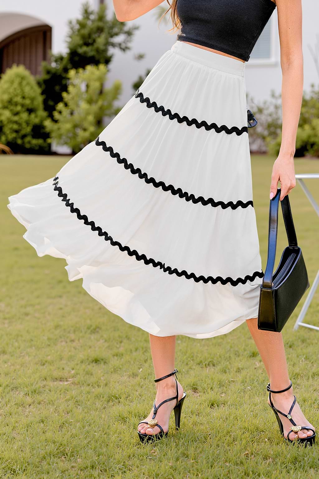 Side Note White Midi Skirt
