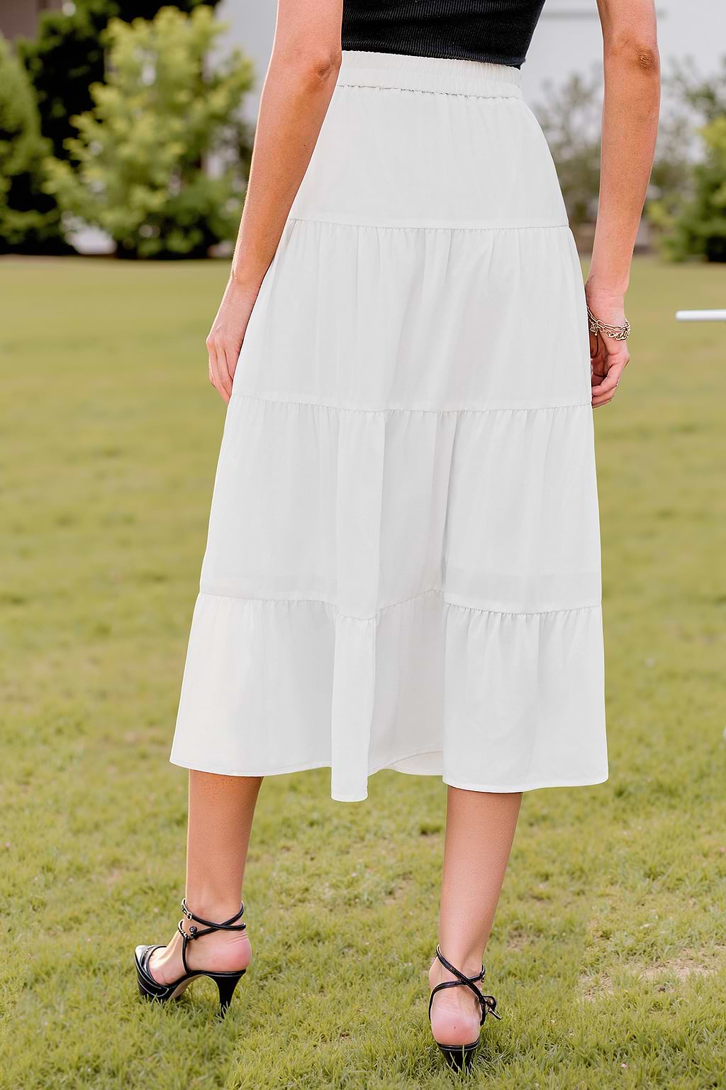 Side Note White Midi Skirt