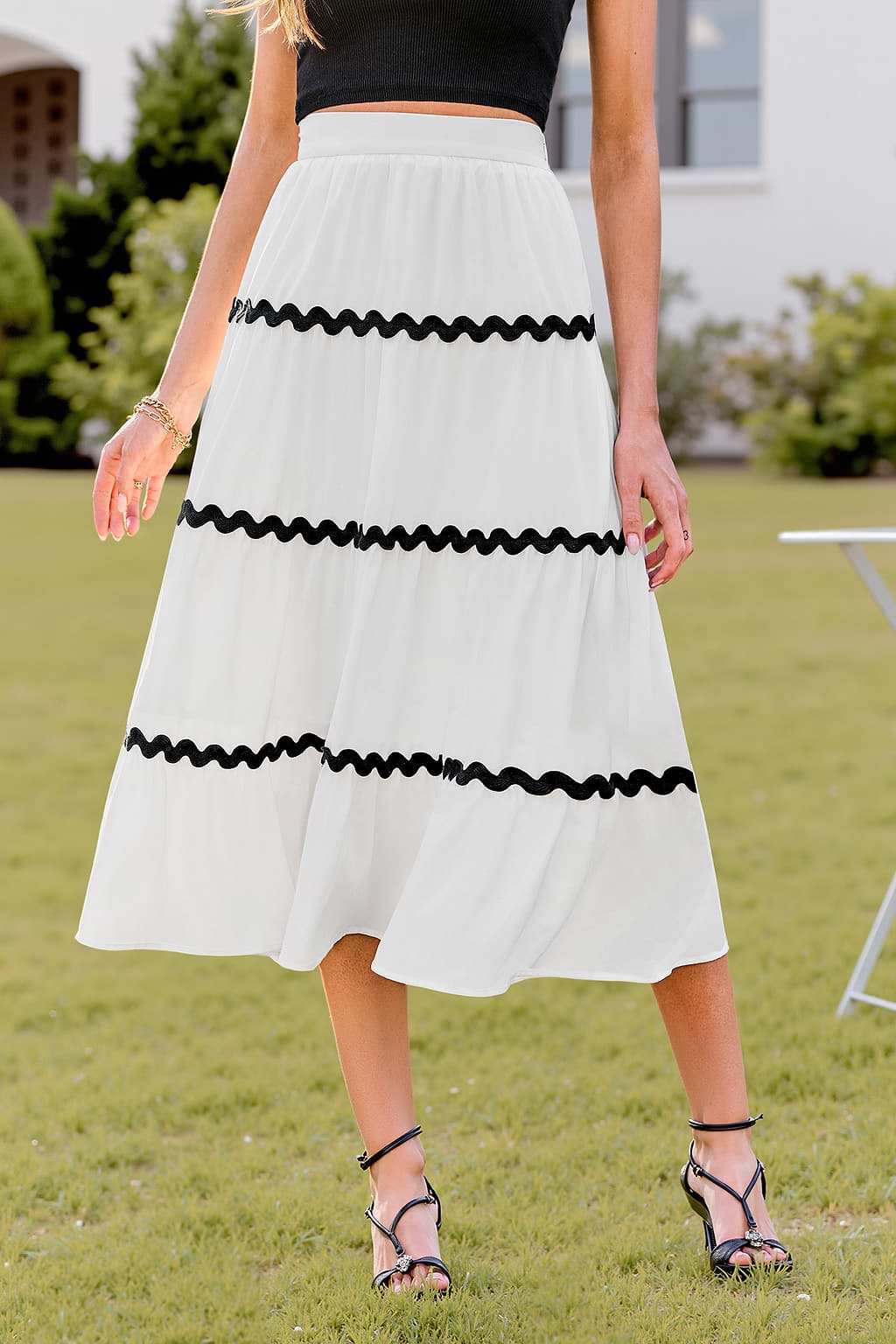 Side Note White Midi Skirt