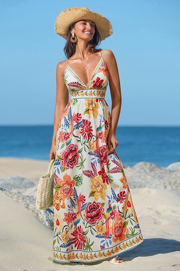 Vibrant Oasis Tropical Maxi Dress