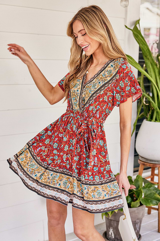Saffron Muse Floral Mini Dress