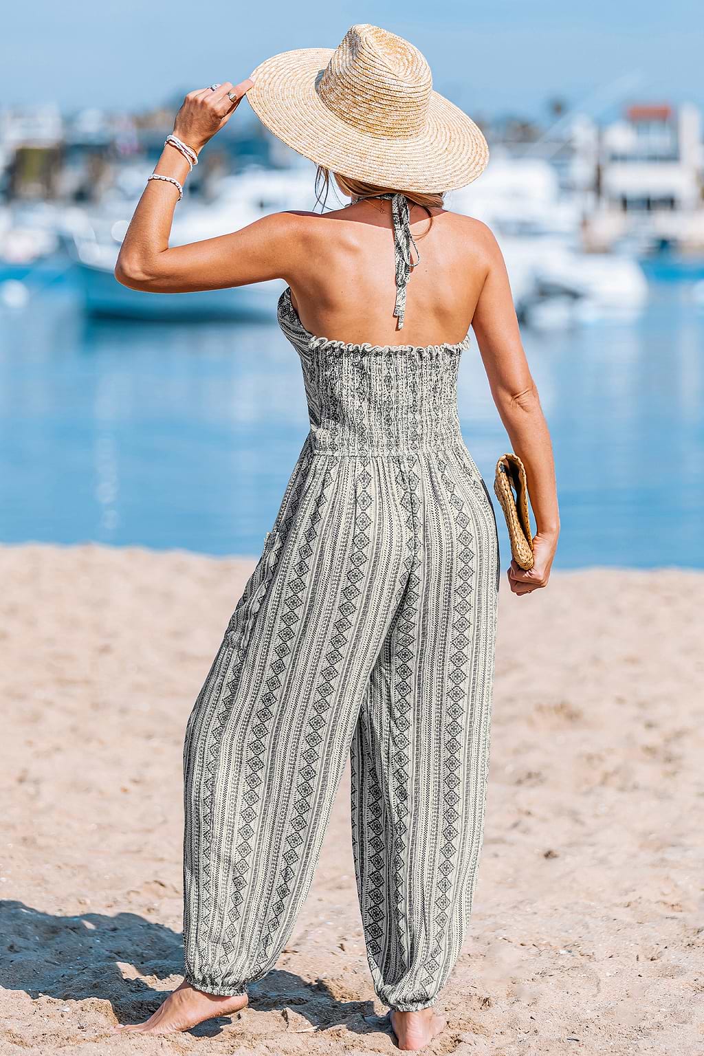 Boho Tiefer Ausschnitt Jumpsuit
