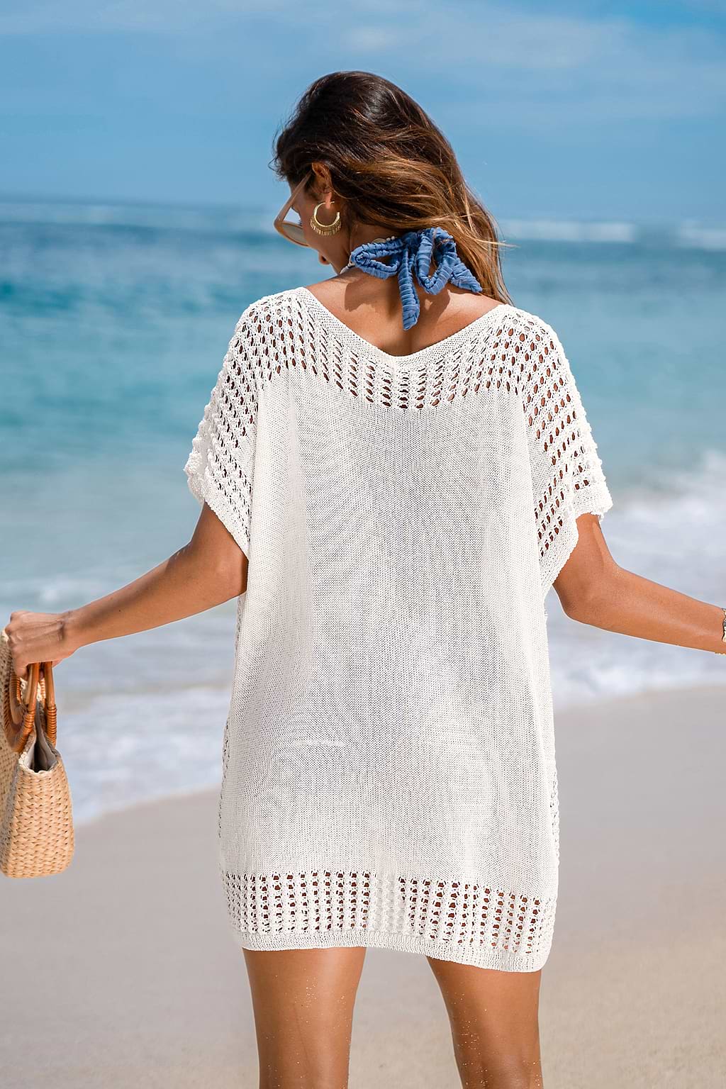 Seafoam Haze White Cover-Up Top