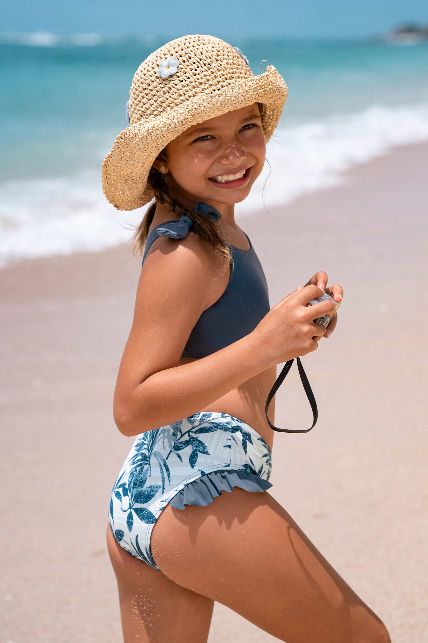 Girls Dreamland Tropical Bunny Tie Ruffled Tankini Set