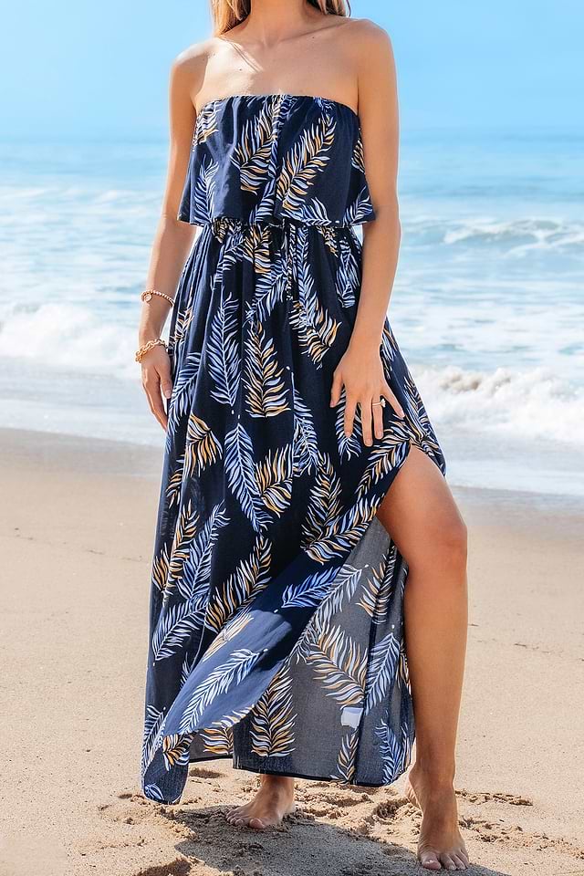 beach maxi dress online Ruffle Maxi Dress, Long Flowy Beach Cotton Dress, Beach Bride main image 1