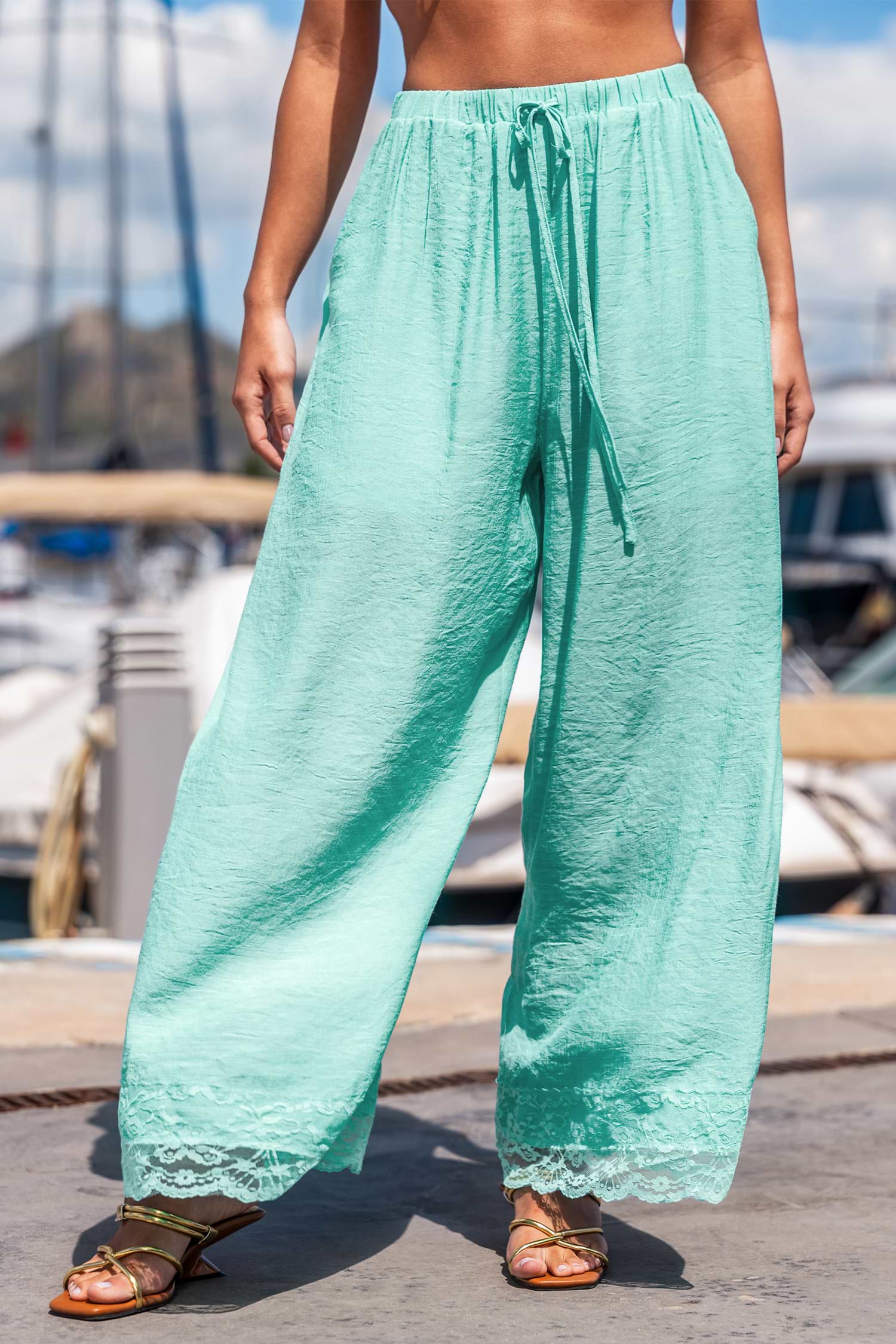 White Tie-Waist Cover-Up Pants