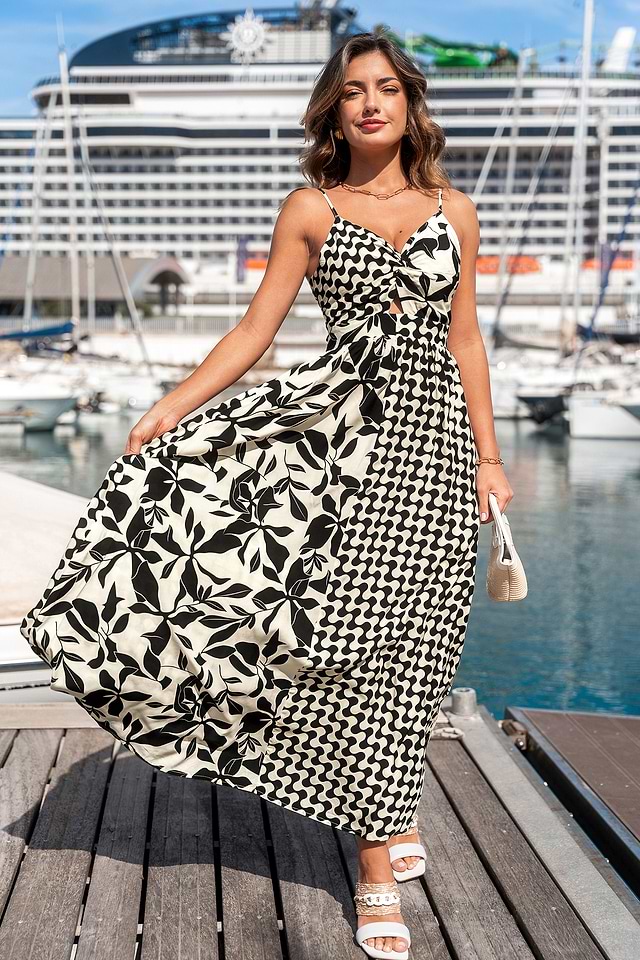 Modern Canvas Abstract Maxi Dress | Striking Silhouette | Cupshe
