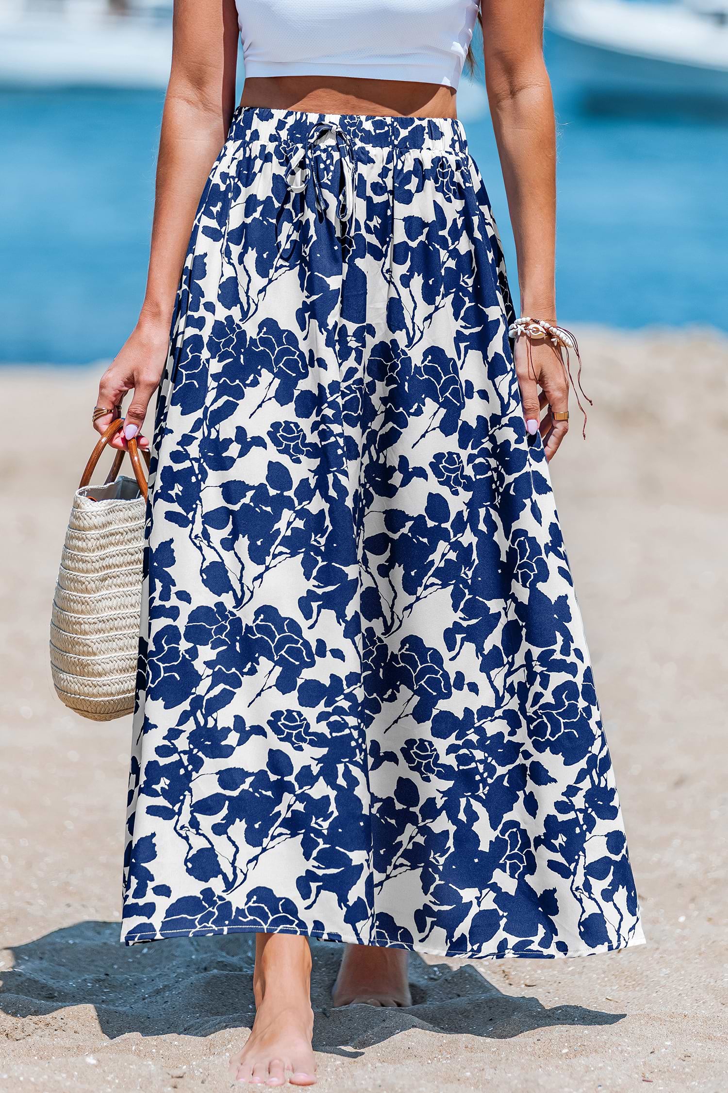 Wildflower Sky Blue Midi Skirt