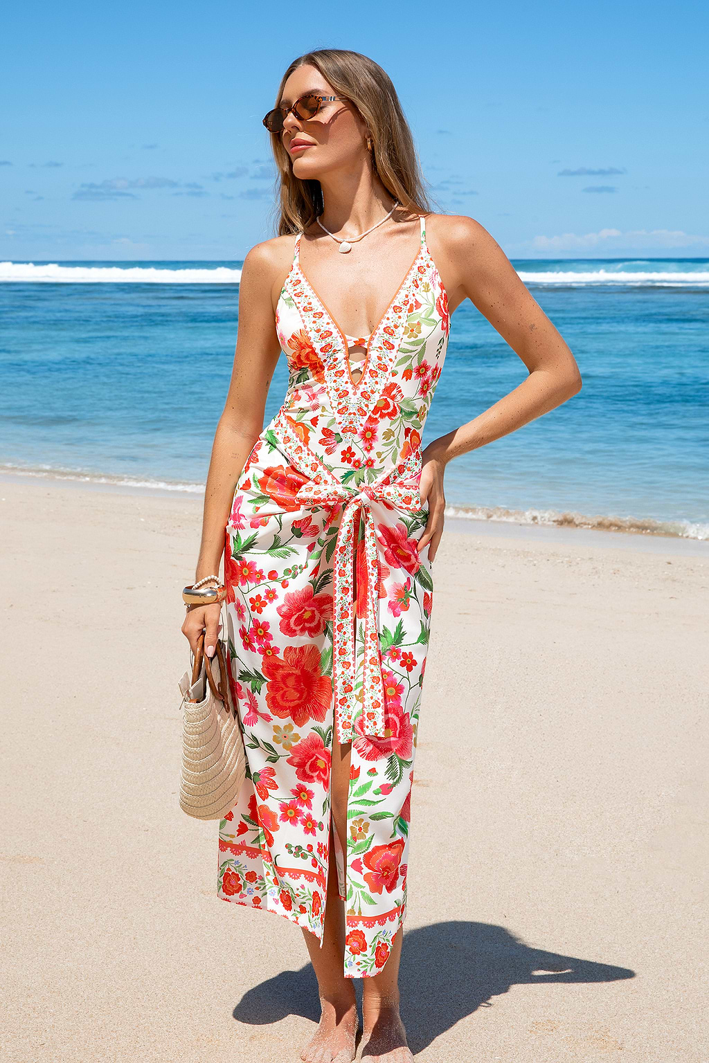 Blossom Elegance Floral Cover-Up Sarong