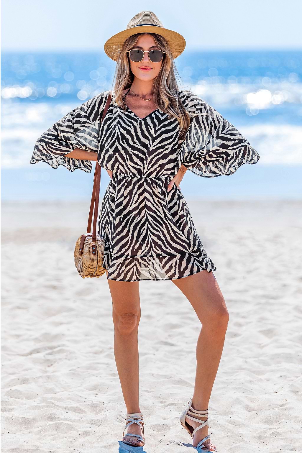 Safari Chic Animal Print Cover-Up Mini Dress