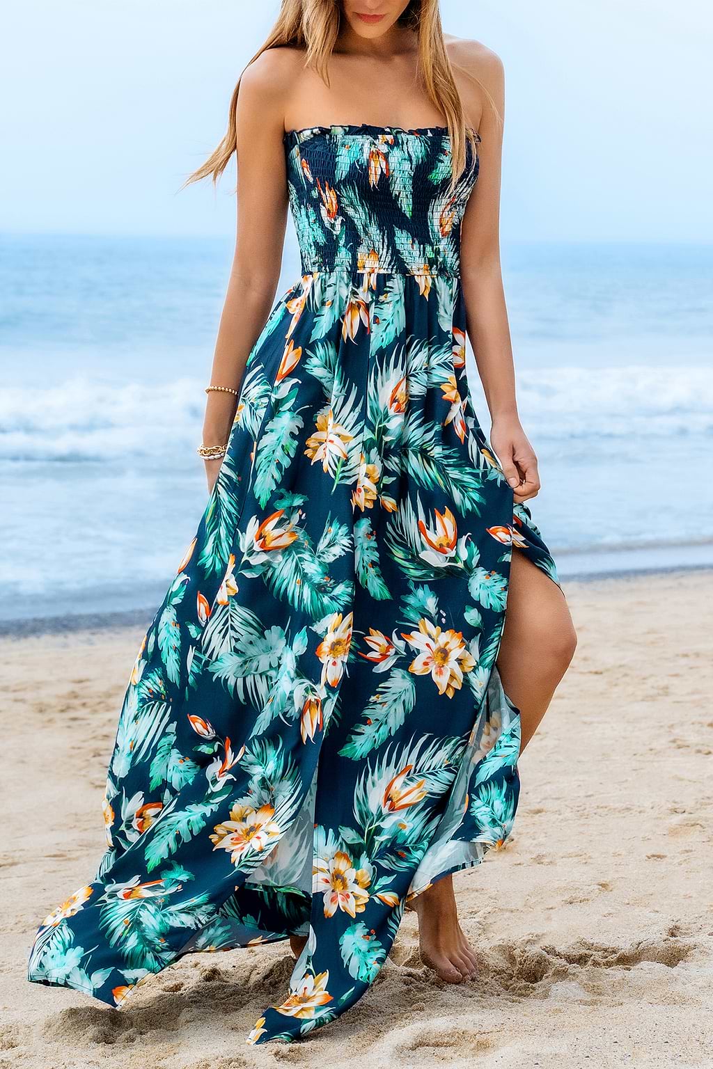 Abito lungo tropicale Swaying Flora