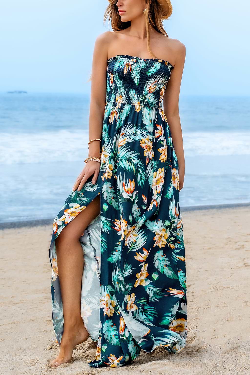Abito lungo tropicale Swaying Flora