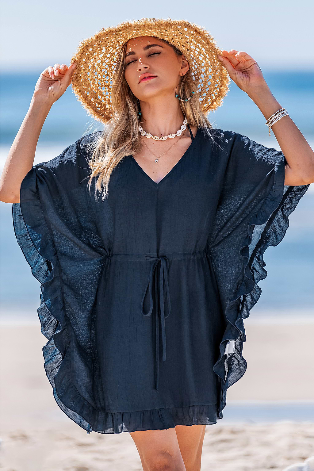 Twirl-Worthy Blue Cover-Up Mini Dress