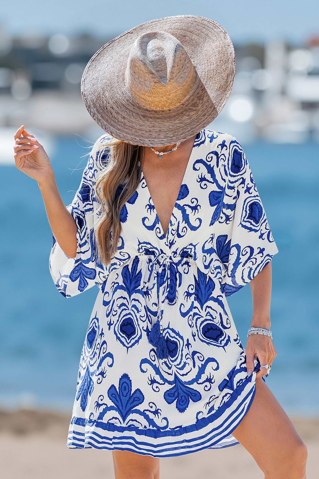 Terrace Bloom Ornate Cover-Up Mini Dress