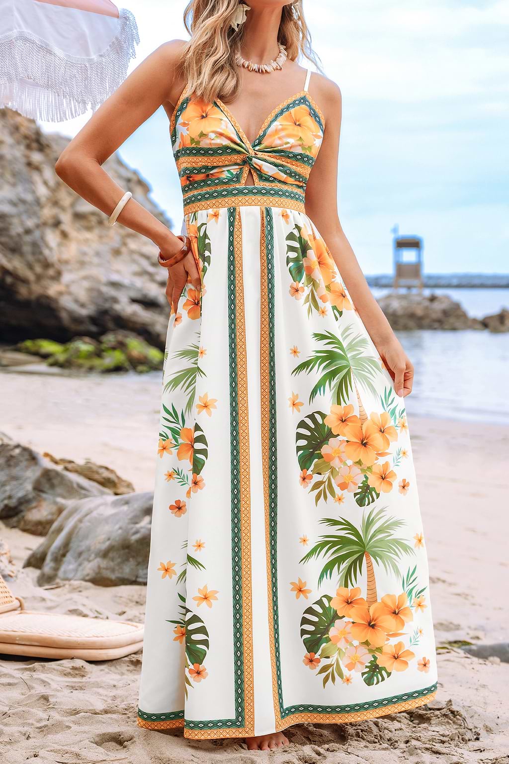 Luxe Resort Tropical Maxi Dress