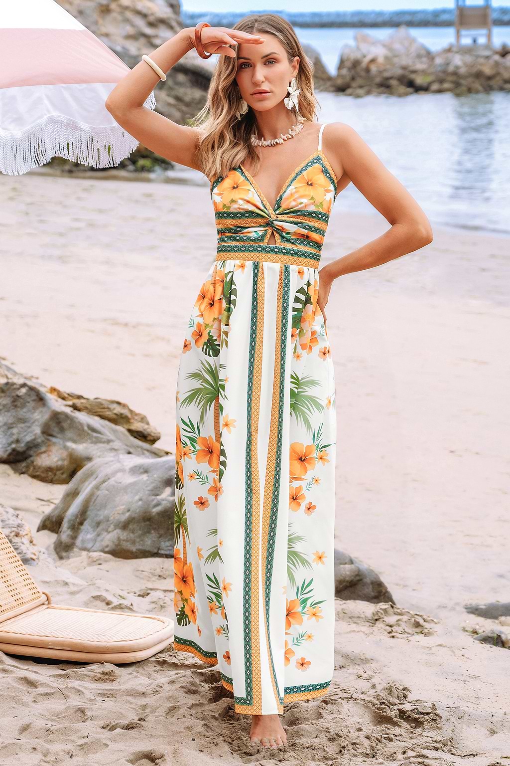 Luxe Resort Tropical Maxi Dress