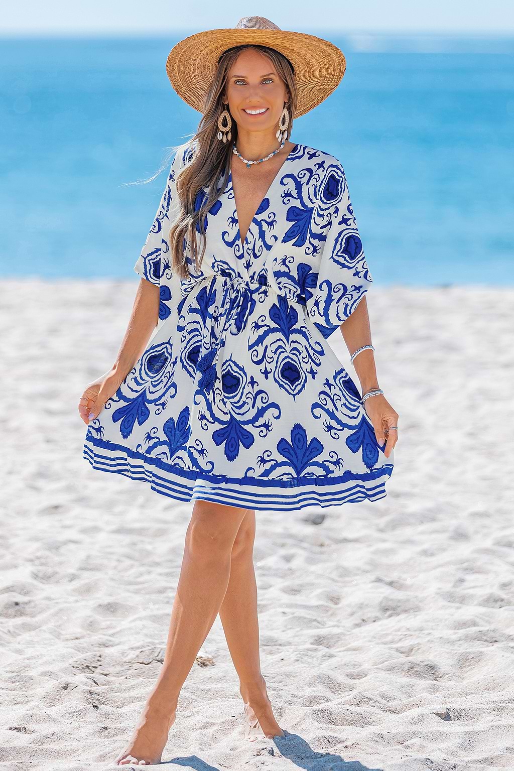 Terrace Bloom Ornate Cover-Up Mini Dress